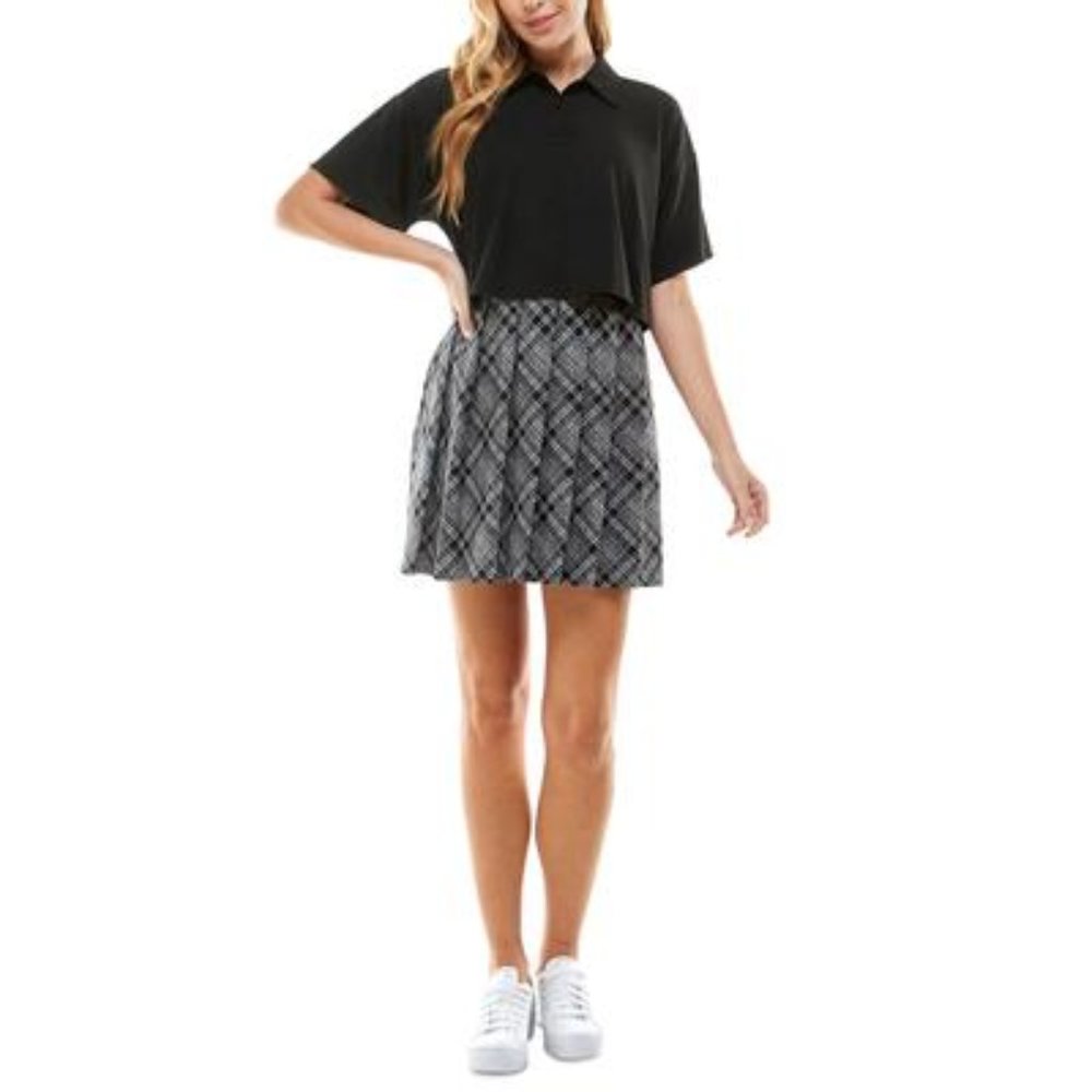 Kingston Grey Juniors' Two-Piece Printed-Skirt Dress Size L